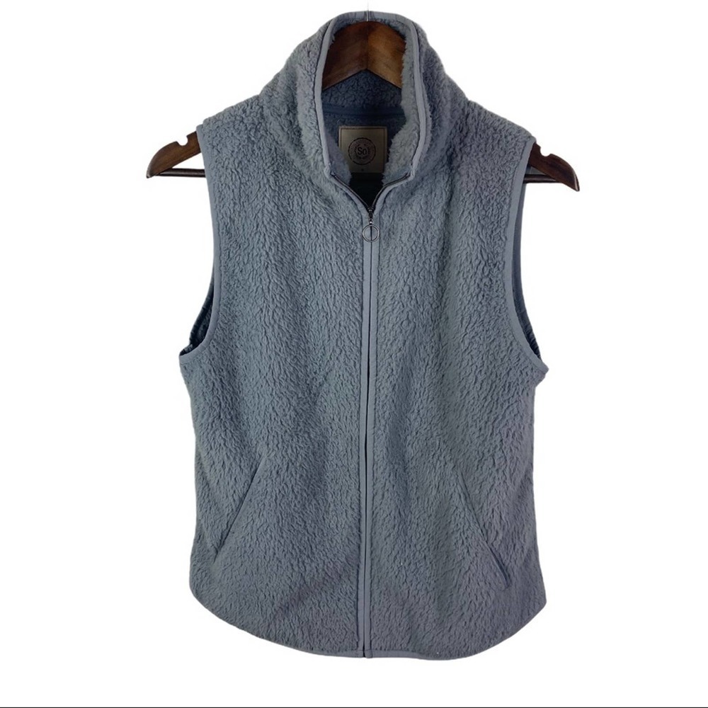SO Faux Fur Gray Zip Up Vest